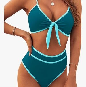 Chic Teal and Light Blue Bikini Set